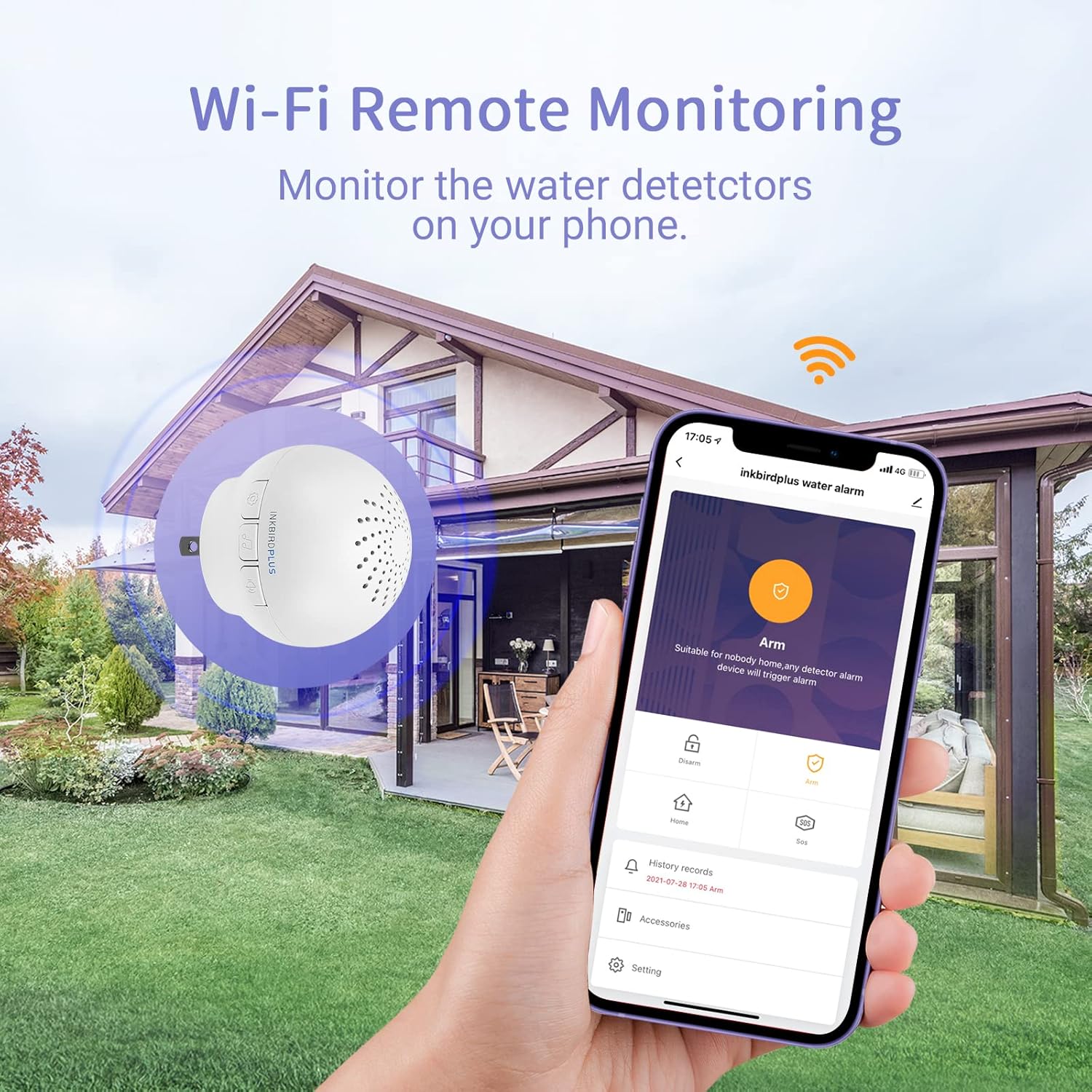 Inkbirdplus WiFi Water Alarm 3 Pack, Smart Home Water Leak Detector with Leak and Drip Sensors,125dB Adjustable Alarm and App Alerts, Compatible with Alexa Google for Kitchen Bathroom Basement Pack of 2