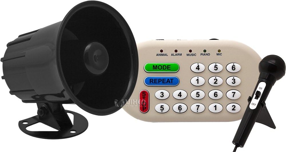 Vixen Horns VXS6200 46 Sounds (Musical/Siren/Alarm/Sound Effect/Animal) Electronic Horn and Public Announcement 12V Pack of 2