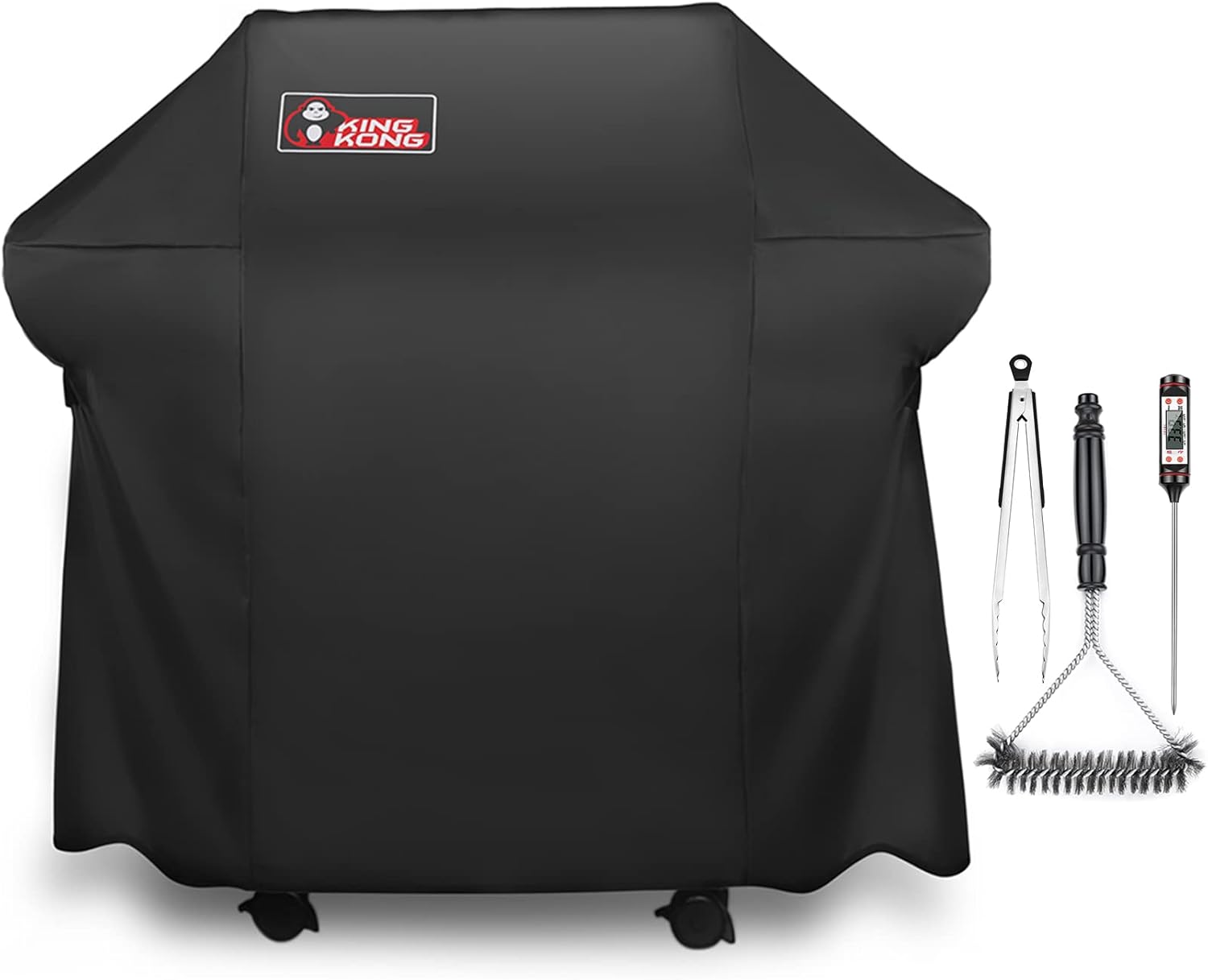 Kingkong 7106 Cover for Weber Spirit 200 and 300 Series Gas Including Grill Brush, Tongs and Thermometer Pack of 2
