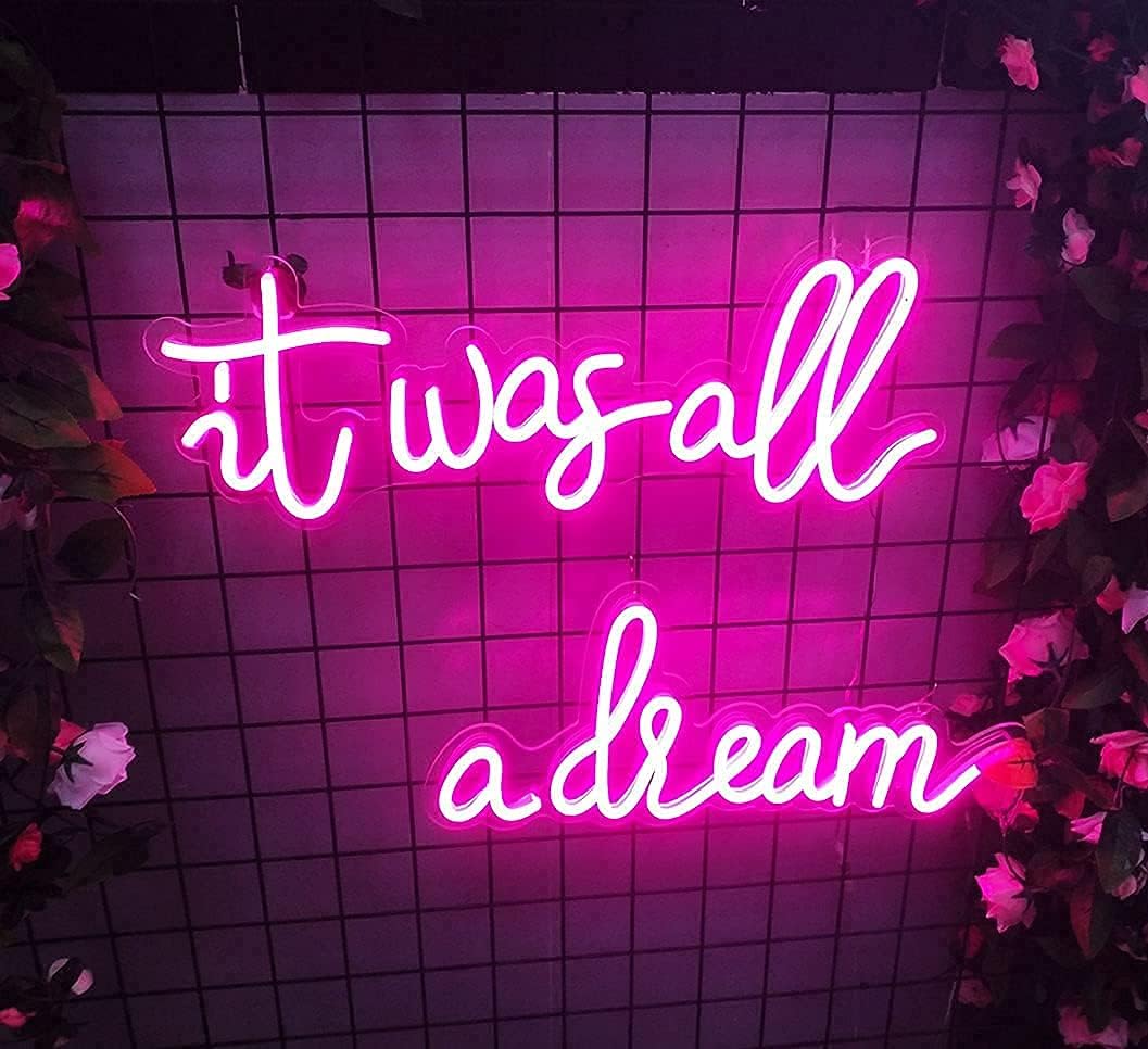 It was All a Dream Neon Signs Pink for Wall Decor, Bedroom with Dimmable Switch, Feelings Flex Led Neon Light Sign for Bar, Background Wall, Bride Party Decoration 40inch by COLYSOR