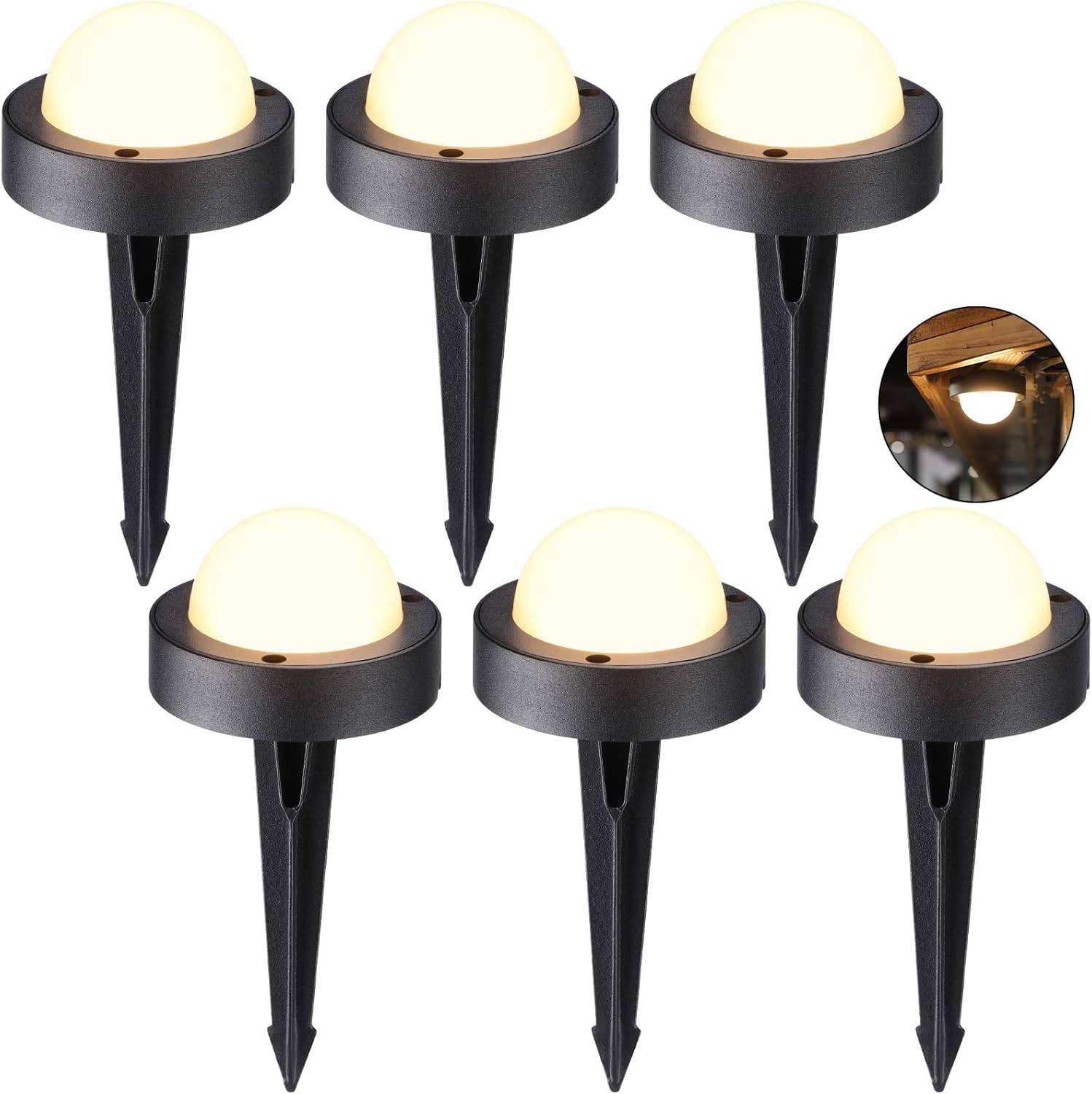 LEONLITE LED Landscape Pathway Lights, Low Voltage Landscape Lighting, UL Listed, 12V-24V Path Light Wired, Outdoor Deck Light, 4.5W, IP65 Waterproof, 2700K Soft White, Cast-Aluminum, Black, Pack of 6