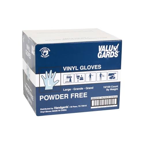 (price/case)valugards 304340183 Glove Vinyl Valugard Powder Free Large 10-100 Each