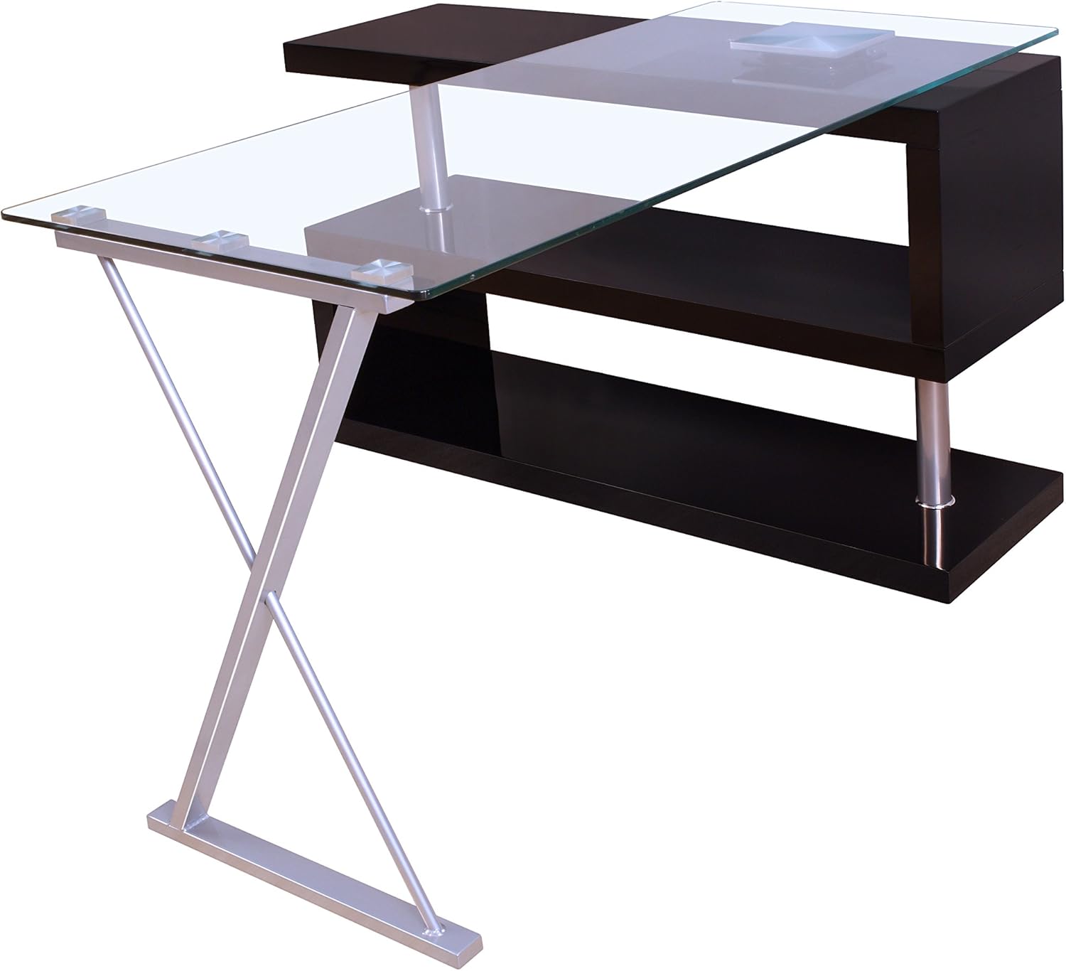 ACME FURNITURE Buck Desk w/Swivel - 92368 - White High Gloss & Clear Glass