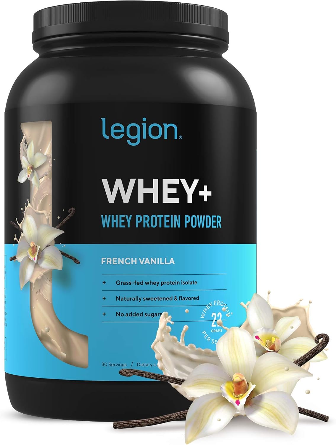 Legion Whey+ Vanilla Whey Isolate Protein Powder from Grass Fed Cows - Low Carb, Low Calorie, Non-GMO, Lactose Free, Gluten Free, Sugar Free. Great for Weight Loss & Bodybuilding, 30 Servings… Pack of 2