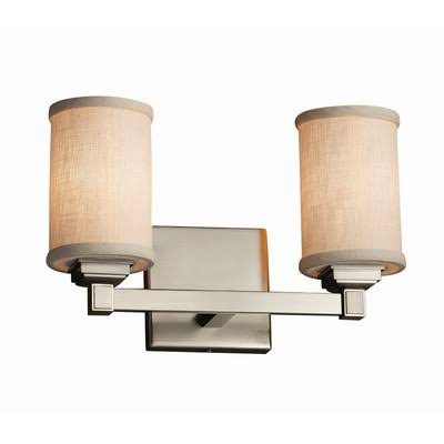 Textile Regency 2 Light Cylinder w/ Flat Rim Vanity Light Justice Design Group Finish: Matte Black, Shade Color: Cream