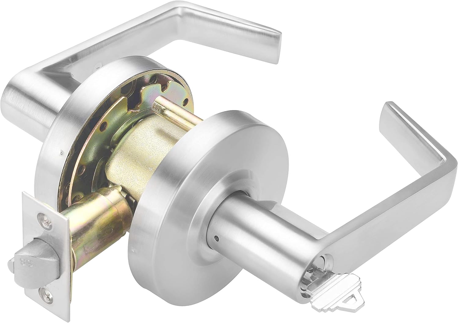 CLG HARDWARE Heavy Duty Designer Commercial Lever Door Lock (Privacy/Bathroom, Satin Chrome, 26D) Non-Handed, Grade 2 Industrial Door Handle - UL 3 Hour Fire Rated & ADA Compliant Pack of 2