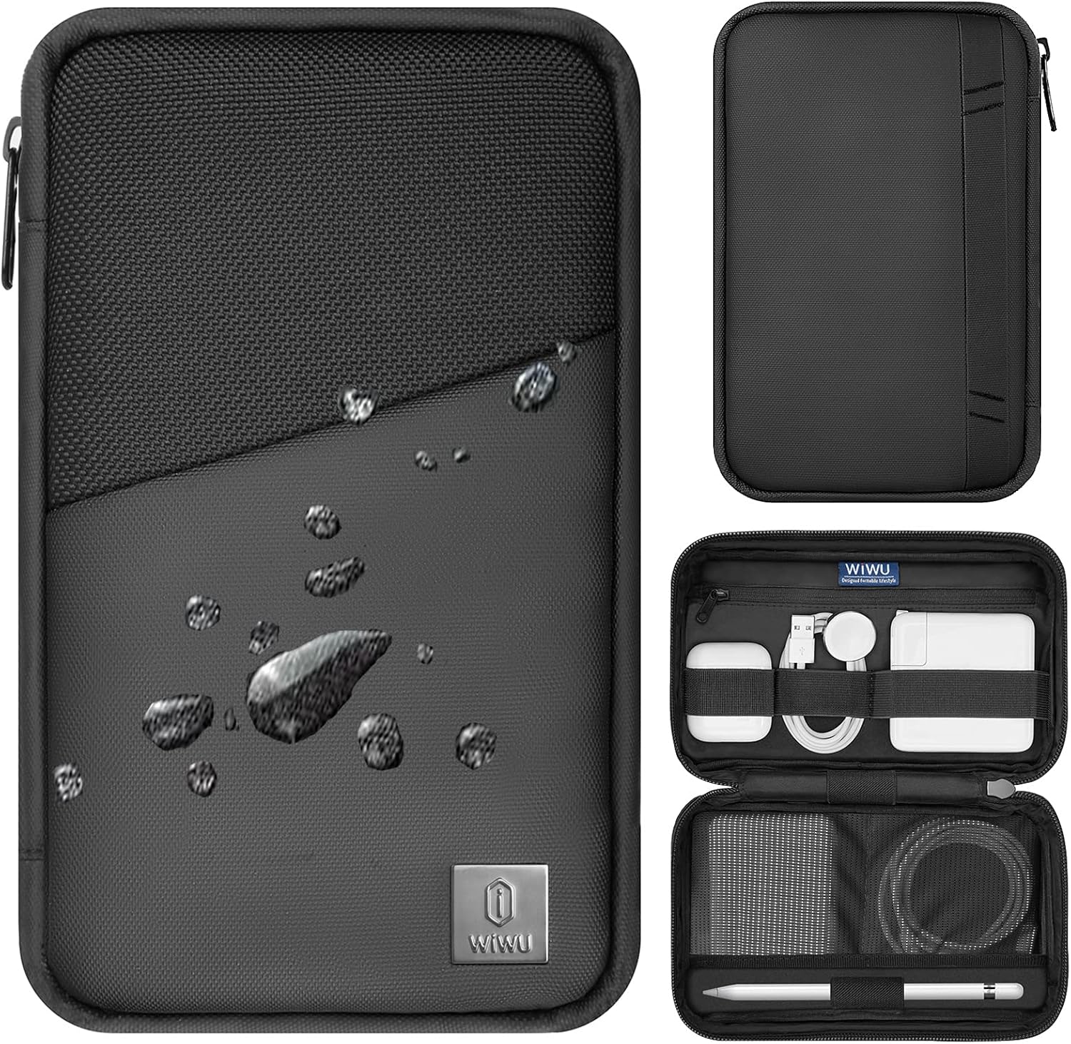 Electronics Organizer Bag Waterproof Travel Organizer Bag Electronics Accessories Pouch Bag Cable Storage Bag Portable Carrying Case for Cable Hard Drives Charger Phone Power Bank SD Card Pencil Black