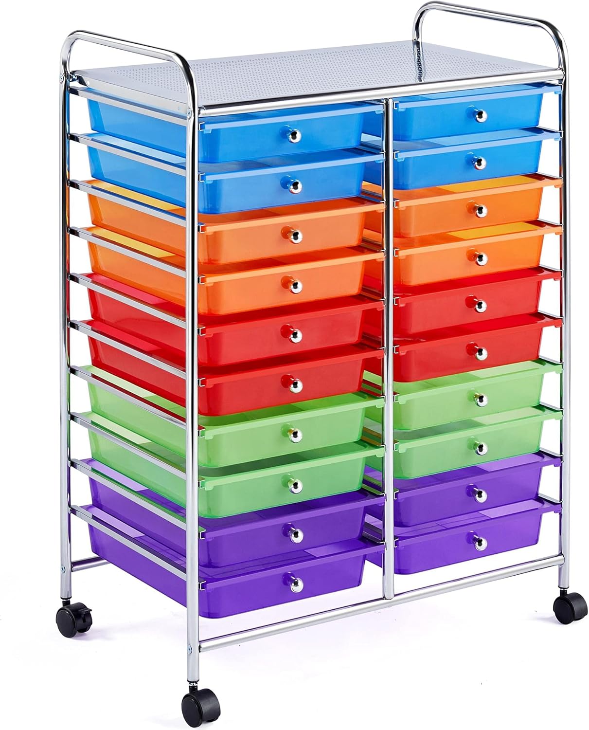 Yaheetech 20 Drawers Rolling Storage Cart Multipurpose Movable Organizer Cart Tools Scrapbook Paper Organizer on Wheels, Black