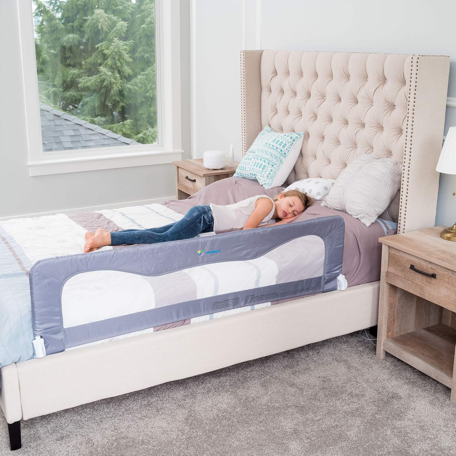 Bed Rails for Toddlers &Infants – Kids Bed Safety Guard rail –Toddler Bed Rails for Twin, Full Size, Queen &King Mattress – baby bed rail For children – Extra Long Crib rail Guard -Beige (59L19.5H in) Pack of 2