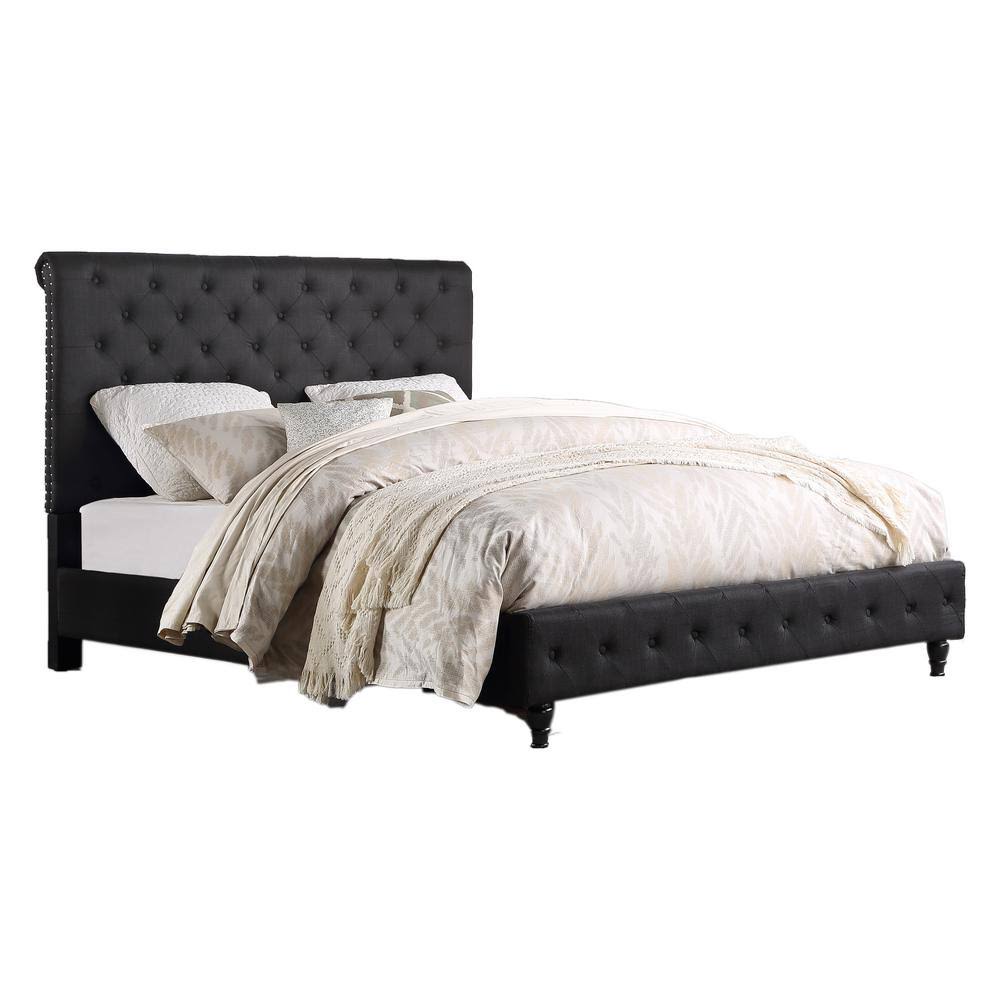 Best Master Furniture Ashley Modern Tufted w/ Nailhead Trim California King Bed, Black