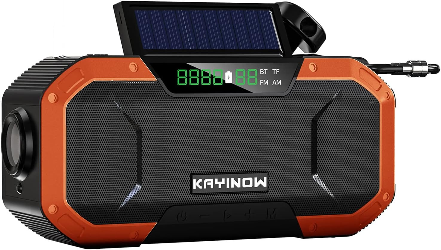 Emergency Radio,Geevorks Portable Hand Crank Radio/Dynamotor IPX6 Waterproof,Emergency BT Speaker with SOS Alarm,LED Light, Solar Charging, Hand Crank & Battery Operated,Orange Pack of 2