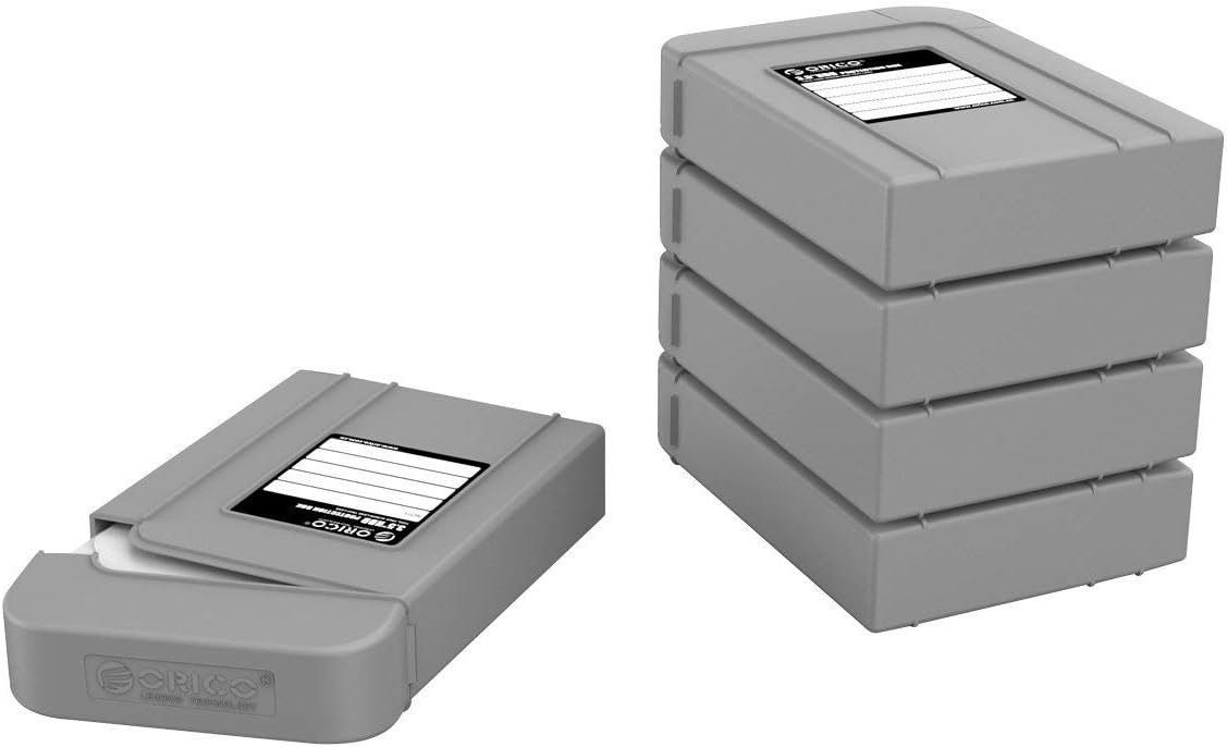 ORICO 3.5 Inch Hard Drive Case Protective Box with Anti-Static ,Shockproof and Dustproof Function, Storage Case for HDD External Hard Drive Case,Gray,5 Pack-PHP35