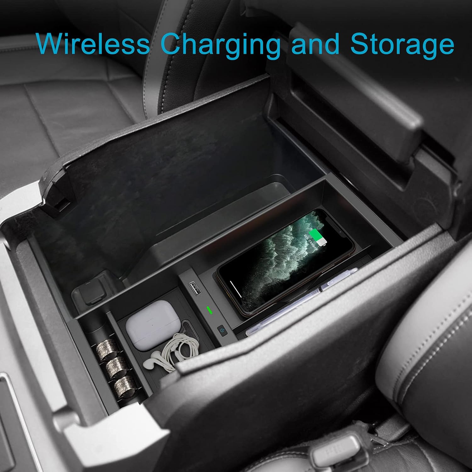 CarQiWireless Wireless Charger for F150 2009-2021 2022, Center Console Organizer Box for Ford F150 Accessories F-150 2009 2010 2011 2012 2013 2014 2015 2016 2017 2018 2019 2020 2021 2022 2015-2018 Pack of 2