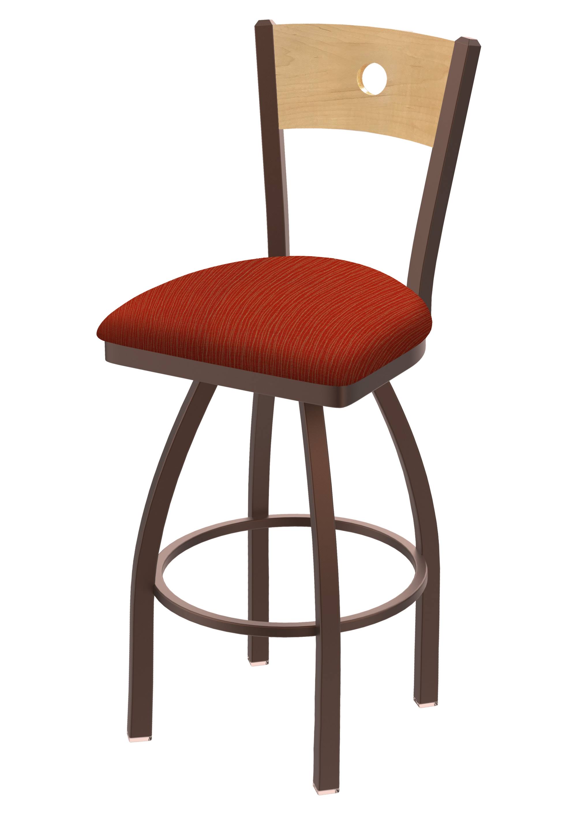 Holland Bar Stool 830 Voltaire 25x22 Swivel Counter Stool with Bronze Finish, Natural BACK, and Graph Poppy Seat