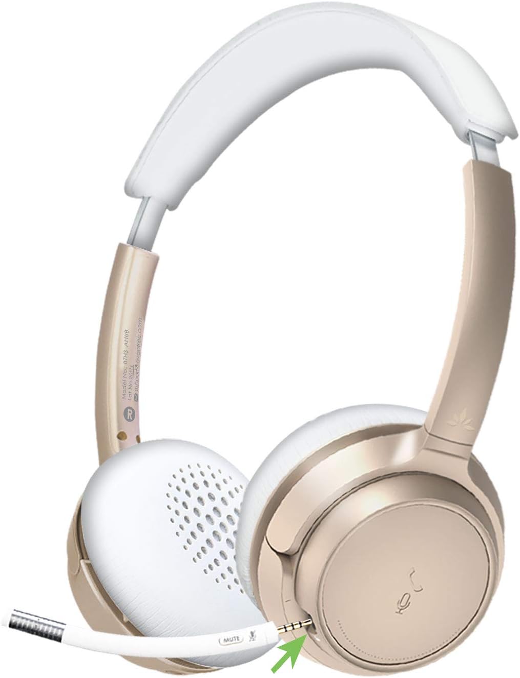 Avantree AH6B Bluetooth 5.0 Headset with Mic, 22+Hr Talk Time, Soft Padding, Lightweight, Wireless On-Ear Headphone with Microphone for PC, Computer, Laptop, Skype, Work from Home, Champaign Gold Pack of 2