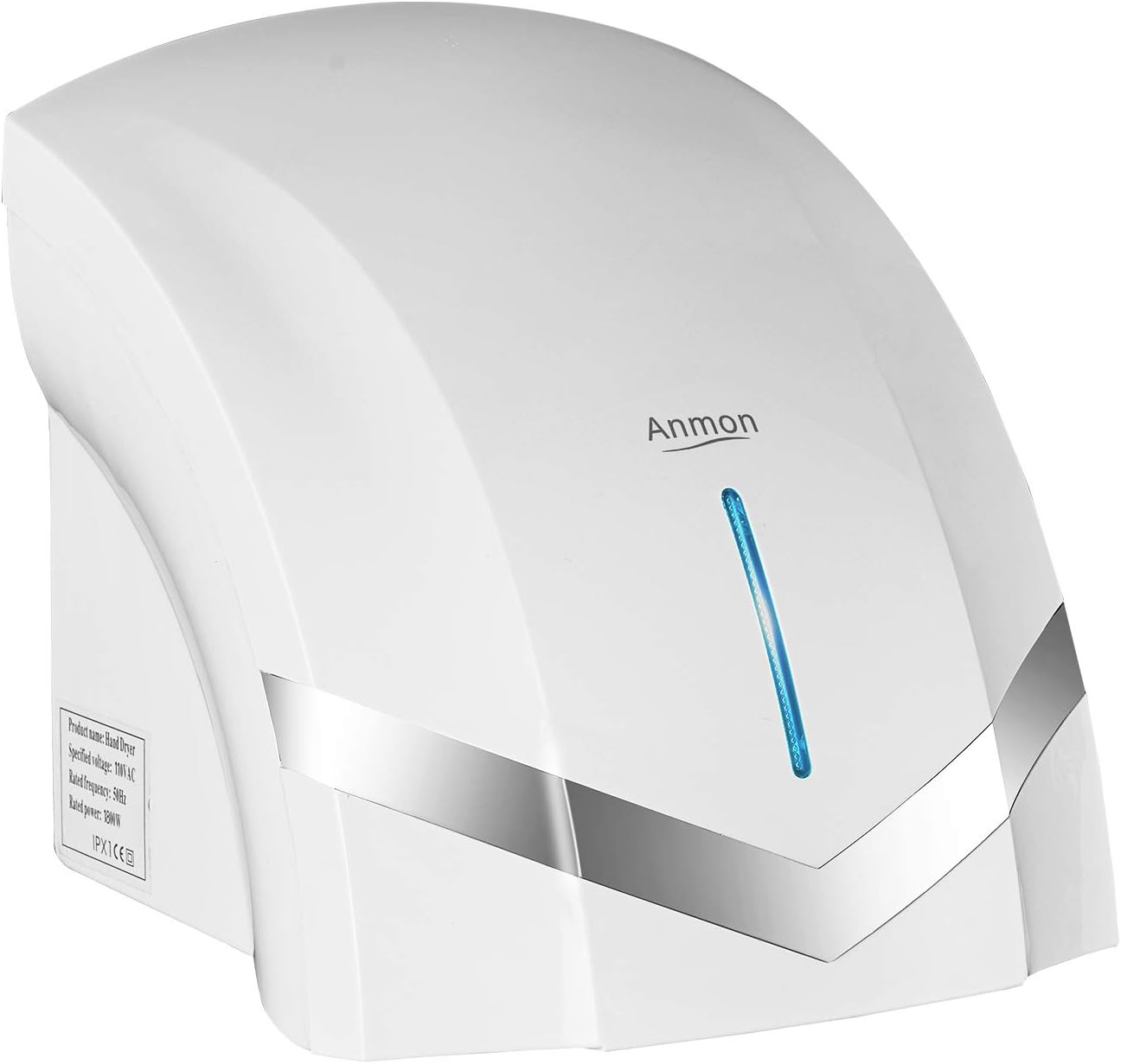 Anmonclean Electric Commercial Hand Dryer Dry Machine with High Speed Automatic Hand Air Dryer Machine for Household,Bathroom ABS Material,White