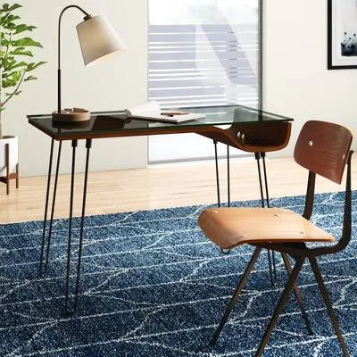 Callendale Glass Desk Wade Logan Color (Top/Frame): Brown/Black