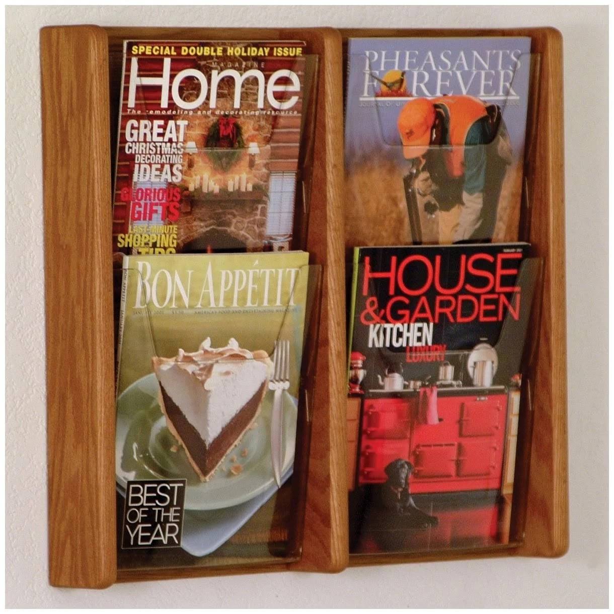 Wooden Mallet Ac19-4bm 2 x 2 in. Stance 4 Pocket Wall Display - Black u0026 Medium Oak