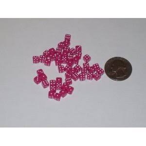 KOP00647 Pink Opaque Dice with White Pips D6 5mm (13/64in) Pack of 250