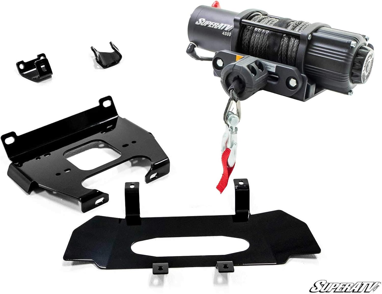 SuperATV 3500 lb Black Ops Winch with Heavy Duty Winch Mounting Plate for 2019+ Polaris RZR XP 1000 / RZR XP4 1000 | Complete Kit Ready for Install! | 3/16