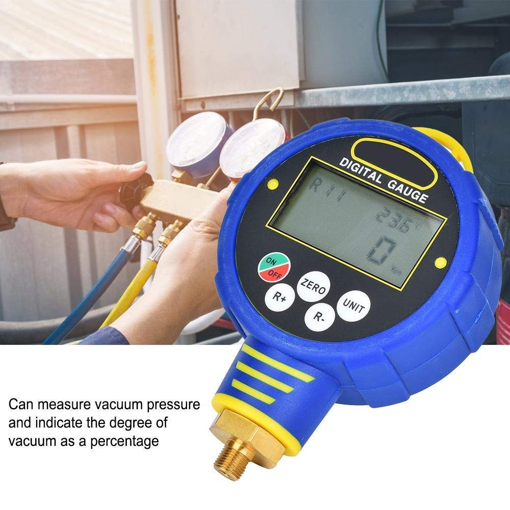 Digital Gas Pressure Vacuum Gauge Air Conditioning Refrigerant Meter with 1/8'' NPT , -101Ka-0kpa, Accuracy 0.5% .F.S.