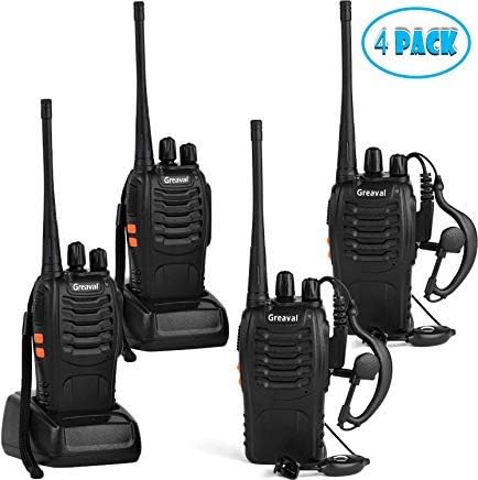 Greaval Walkie Talkies 10 Pack Rechargeable Two-Way Radios with Earpiece 16 Channel UHF Radio, Li-ion Battery and Charger Included