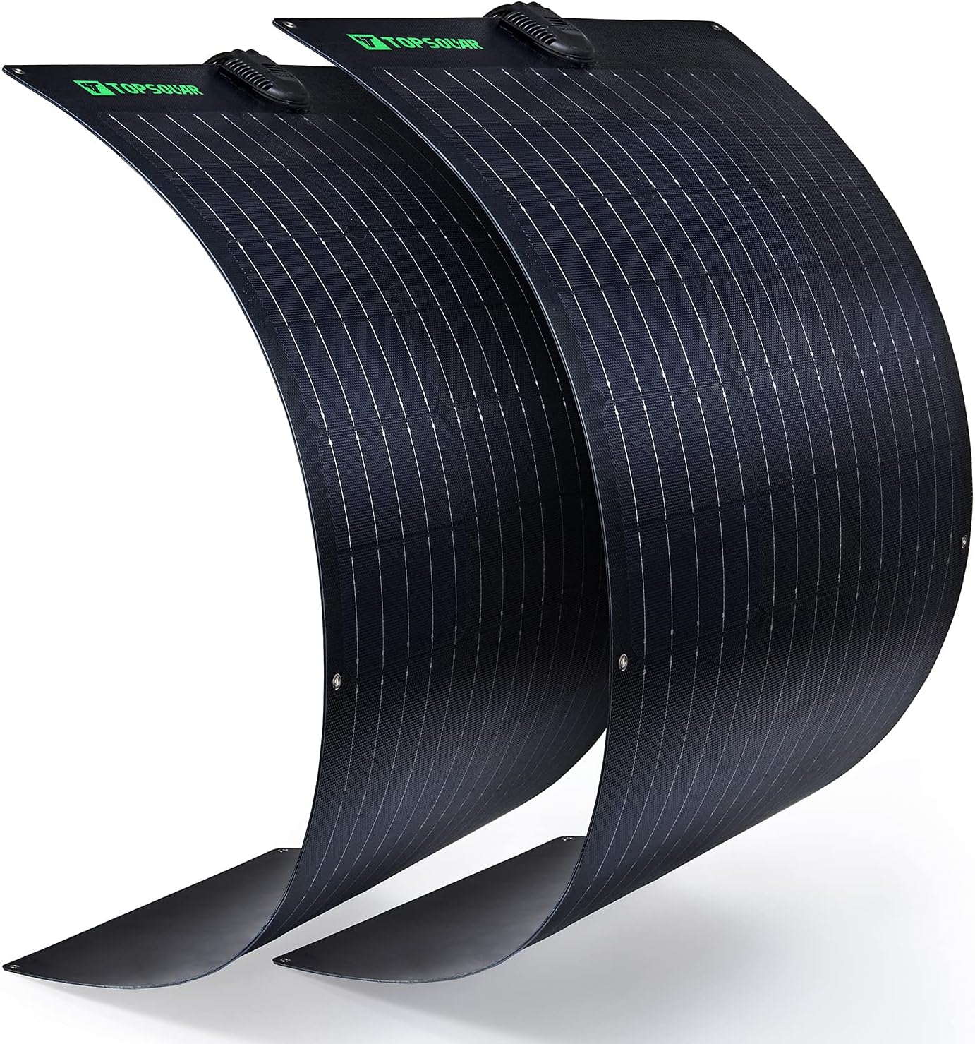 Topsolar Flexible Solar Panel 100W 24V/12V Monocrystalline Bendable - 100 Watt 12Volt Semi-Flexible Mono Solar Panels Charger Off-Grid for RV Boat Cabin Van Car Uneven Surfaces