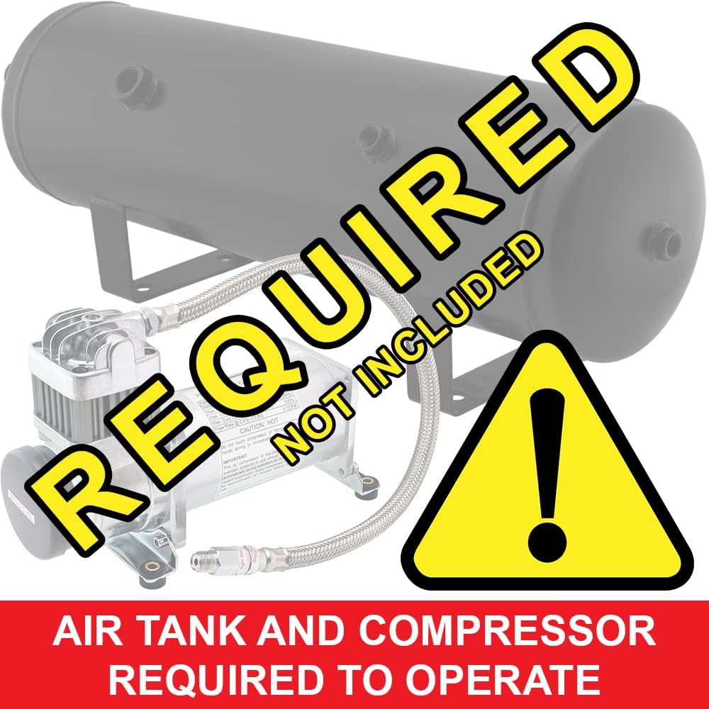 Vixen Horns Train Horn for Truck/Car. 4 Air Horn Black Trumpets. Super Loud dB. Fits 12v Vehicles Like Semi/Pickup/Jeep/RV/SUV VXH4124B