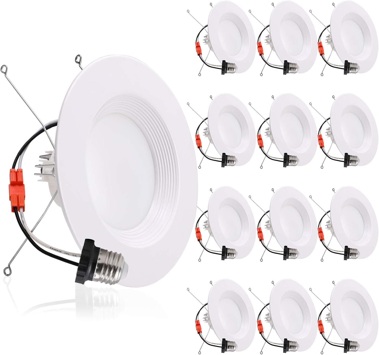 Energetic LED Can Light 5/6 Inch Dimmable, 12W=150W, Daylight 5000K, 1000LM, Energy Star & ETL, LED Recessed Lighting Downlight, Baffle Trim, Damp Rated, 12 Pack Pack of 2