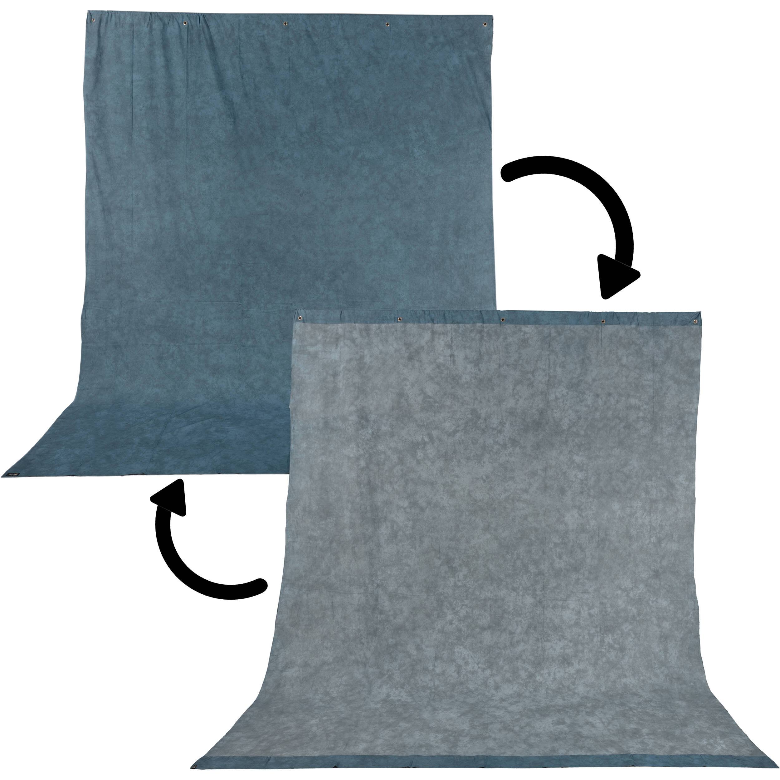 Impact Reversible Muslin Background (10 x 12&, Stone Blue/Nickel)