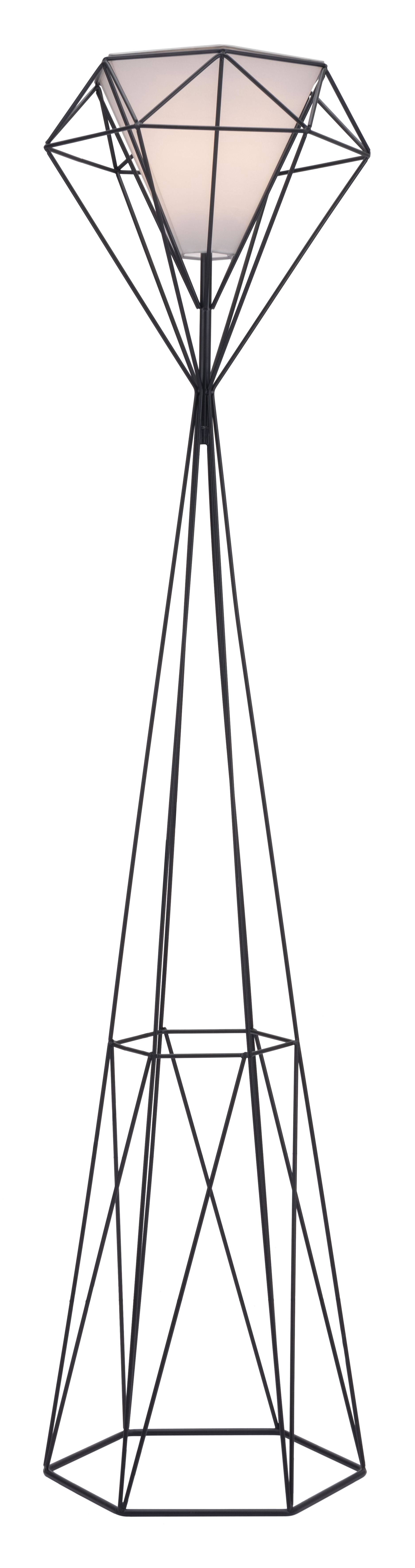 14.8x22 x 14.8x22 x 63x22 Black Polyblend Steel Floor Lamp