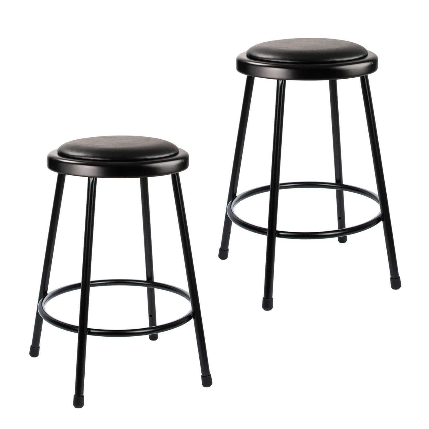 (2 Pack) OEF Furnishings Black Vinyl Padded Stool