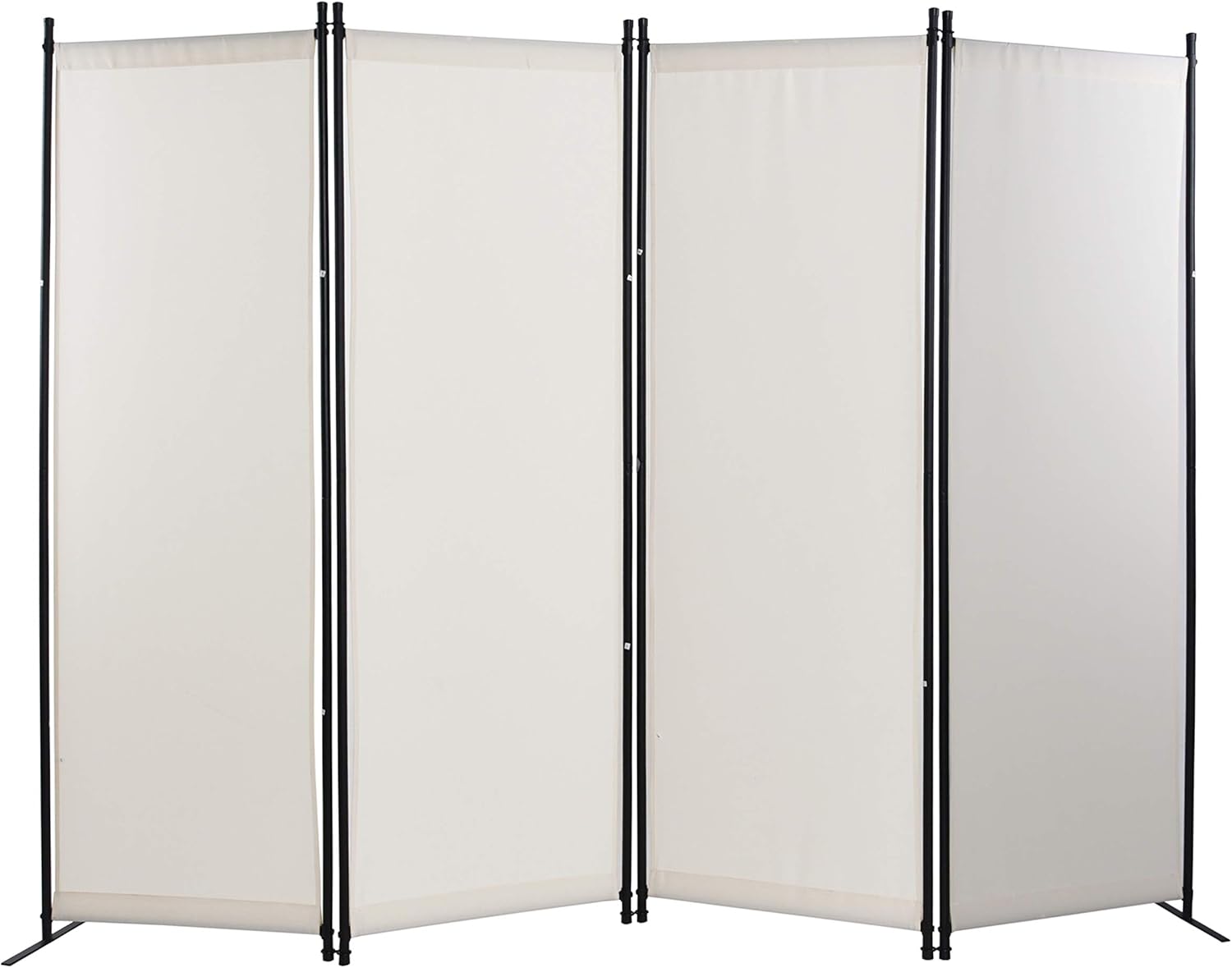 4 Panel Room Divider Privacy Screens Home Office Accents Folding Steel Frame White (White) Pack of 2