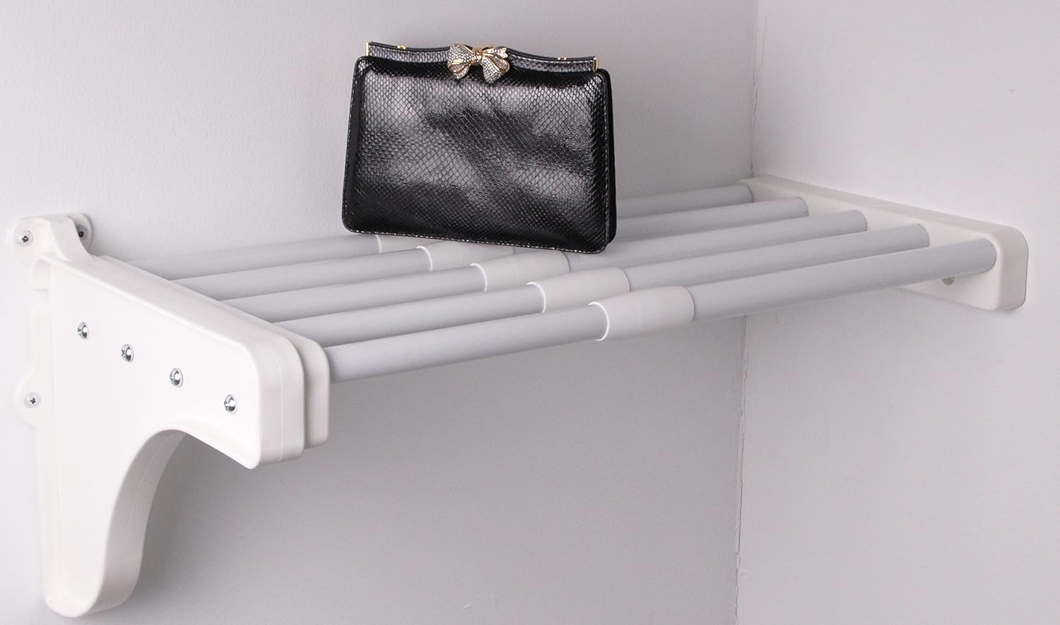 EZ Shelf DIY Expandable SHELF ONLY (No Hanging Rod)- 29” - 49” -White-Mounts to 1 Sidewall and Backwall with 1 End Bracket-Easy to Install-Strong-Wire Shelving Alternative-Shelf Kit (EZS-SW48-1-1)