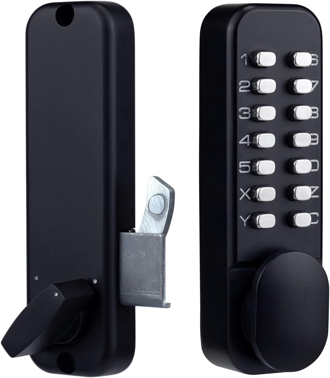 Stainless Steel 100% Mechanical Door Locks with Keypads Door Knob, Waterproof Keyless Entry Door Keypad Deadbolt Lock with Handle, Digital Combination Front Sliding Door Lock, Easy to Install (Silver) Pack of 2