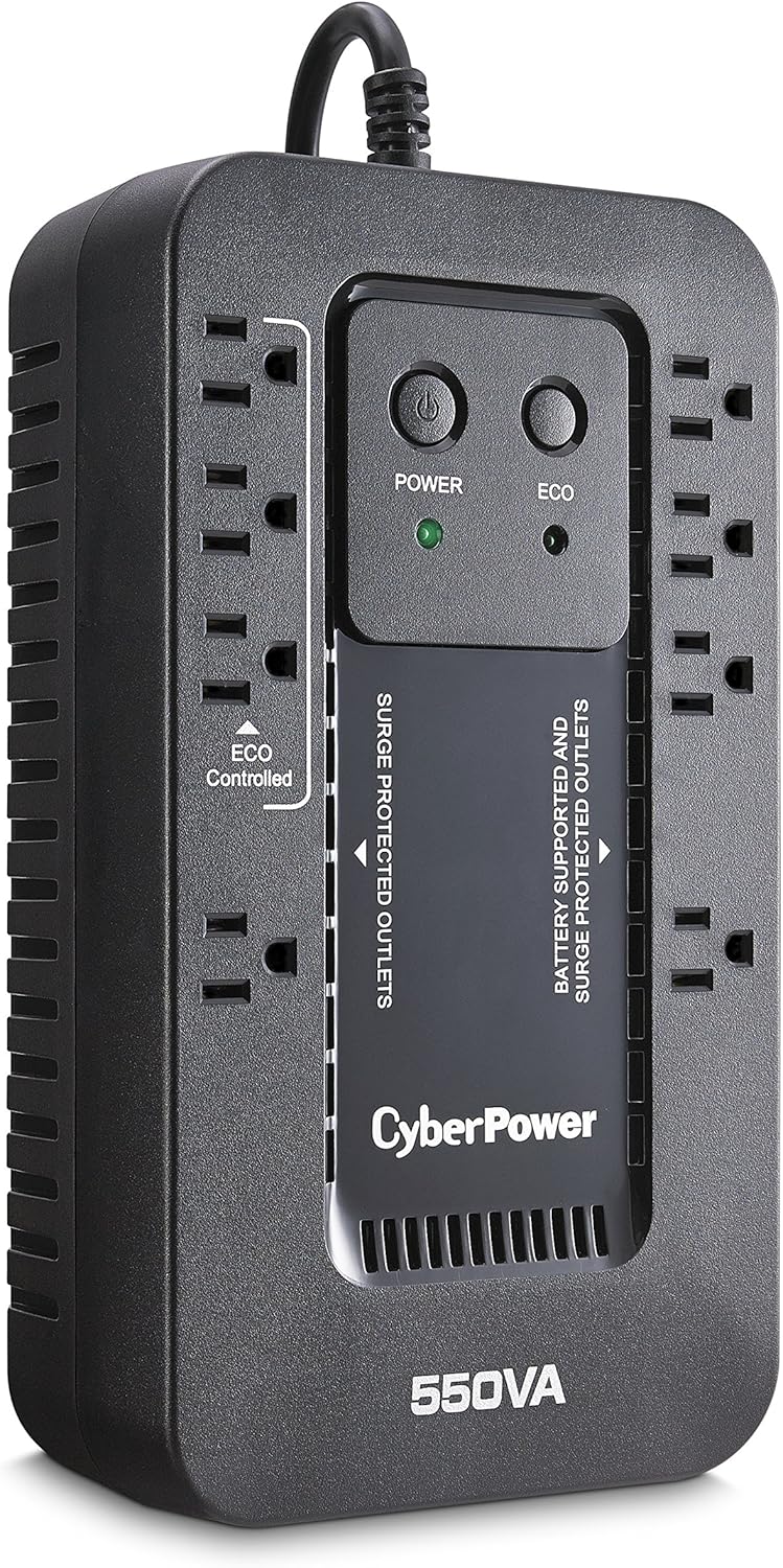 CyberPower EC850LCD Ecologic Battery Backup & Surge Protector UPS System, 850VA/510W, 12 Outlets, ECO Mode, Compact, Uninterruptible Power Supply