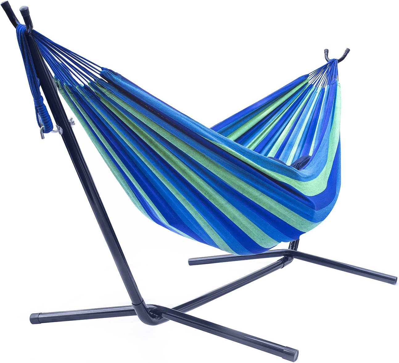 Sorbus Double Hammock with Steel Stand Two Person Adjustable Hammock Bed - Storage Carrying Case Included (Blue/Sand/Purple/Red) Pack of 2