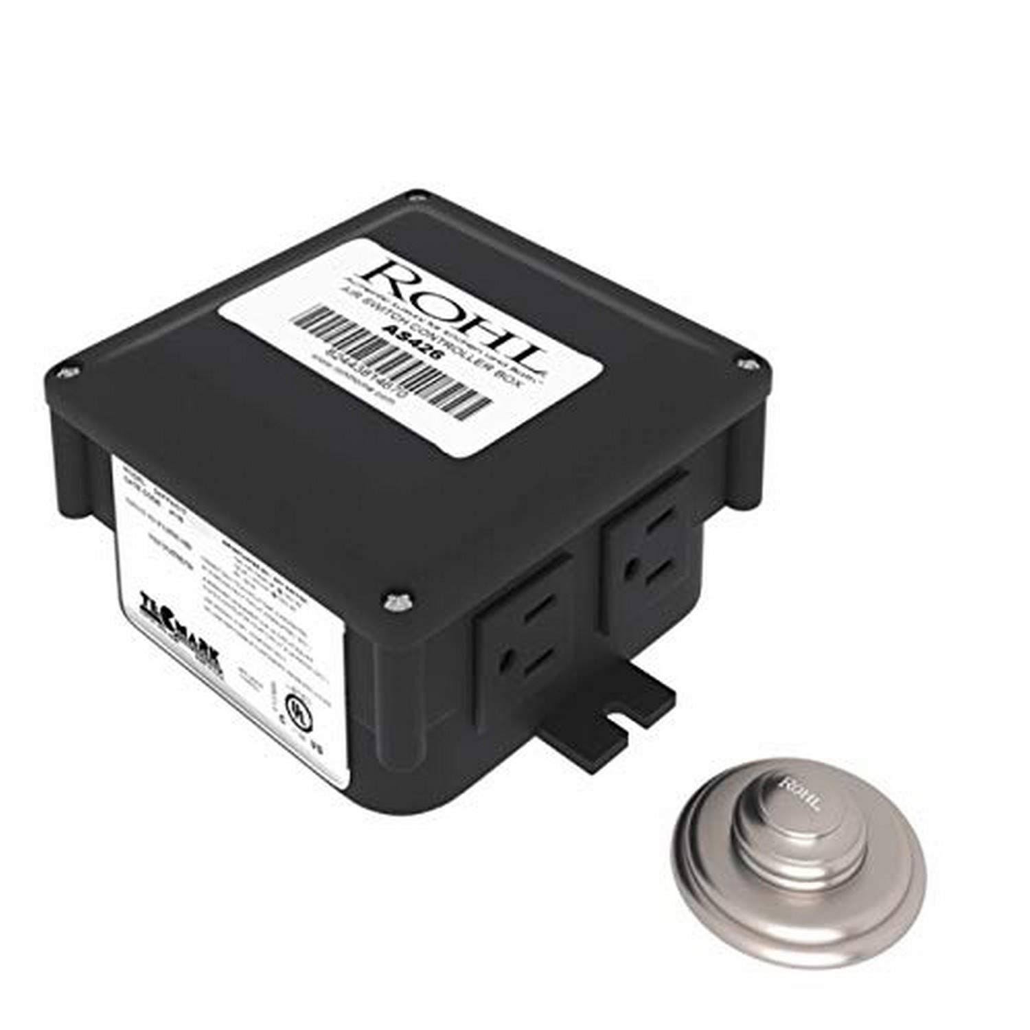 Rohl AS550STN Decorative Luxury Air Activated Switch Button with Control Box for Waste Disposal - Satin Nickel