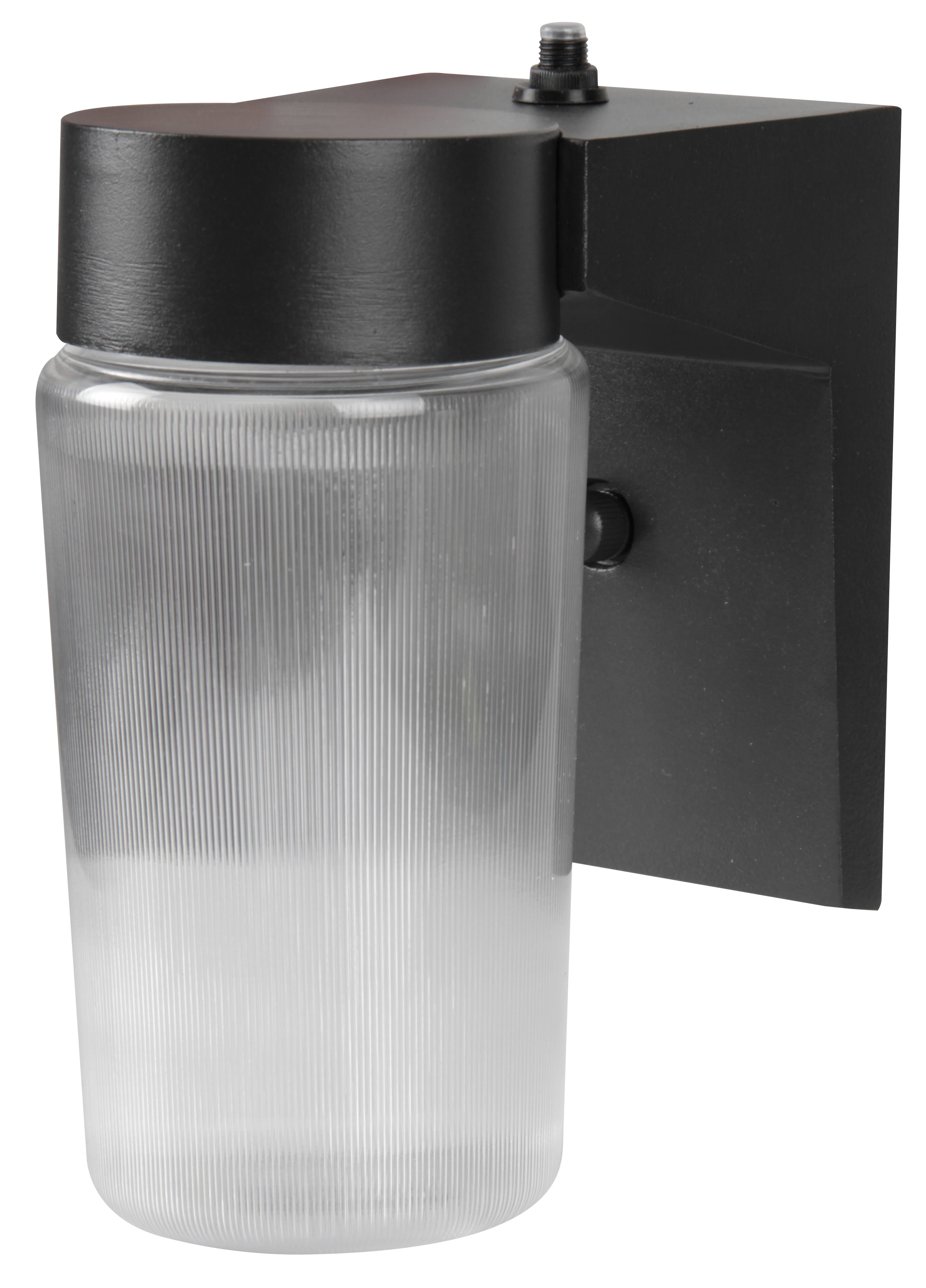 LED Exterior Wall Sconce with Photo Cell, Clear Prismatic Lens, 7-3/4 in., Black