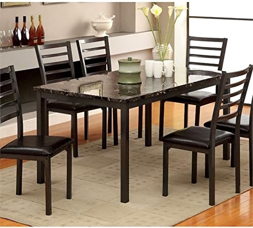 BOWERY HILL Faux Marble Top Dining Table in Black