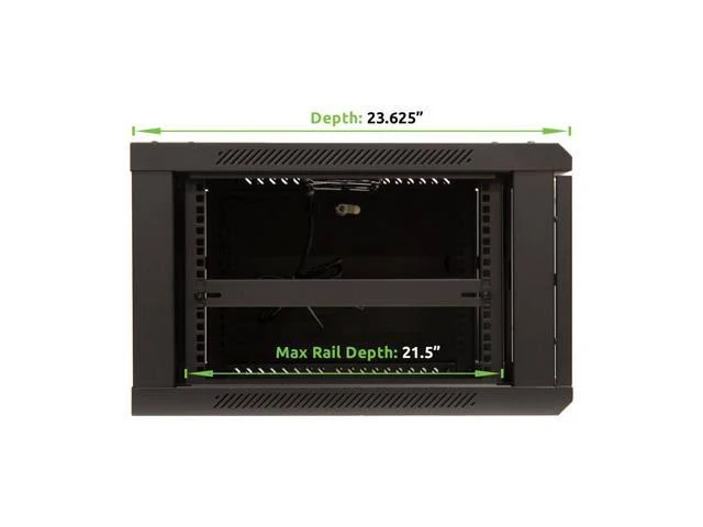 Navepoint 6U Wall Mount Network Server 600mm Depth Cabinet Rack Enclosure Glass Door Lock