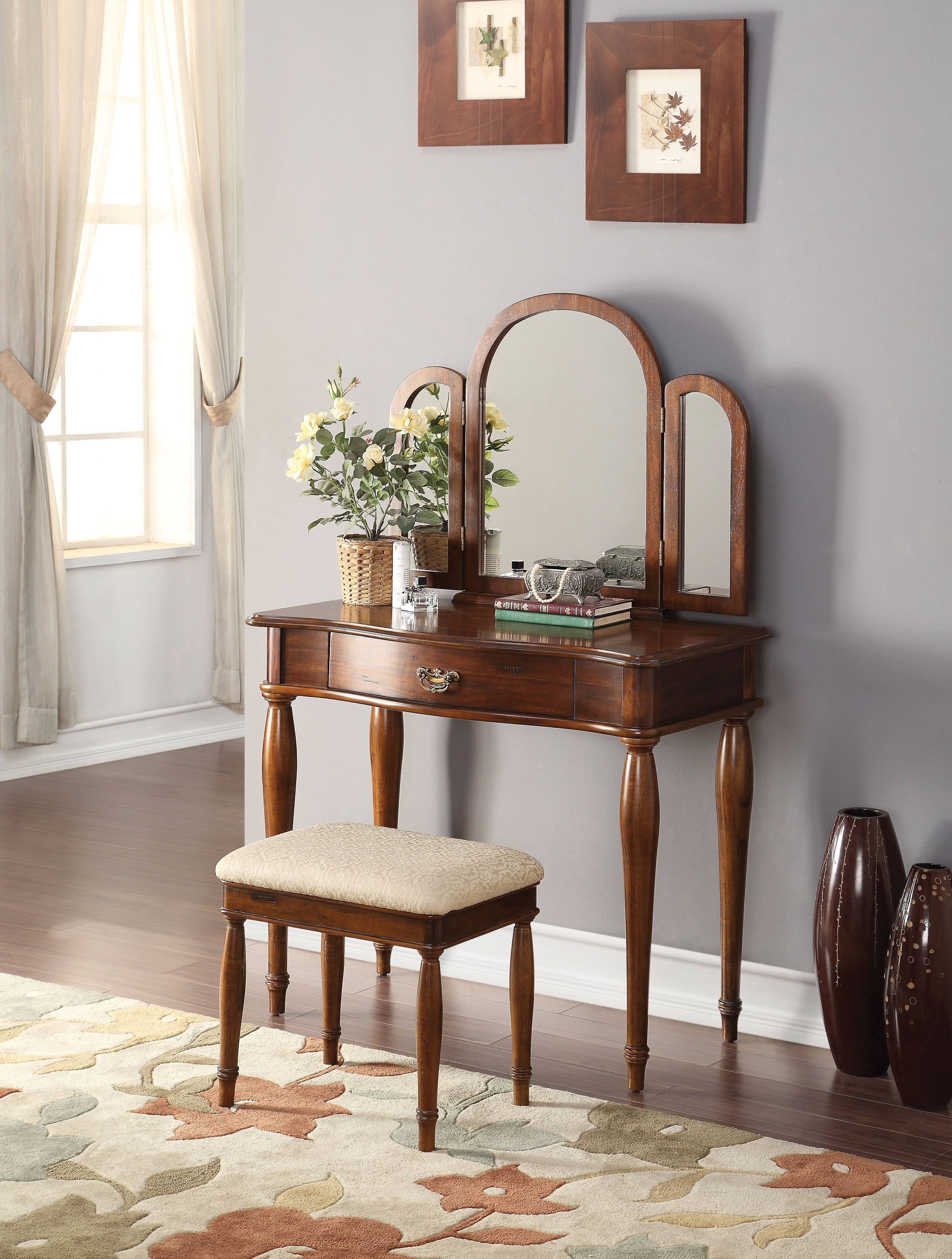 Acme Burke Vanity Set Dark Hazelnut