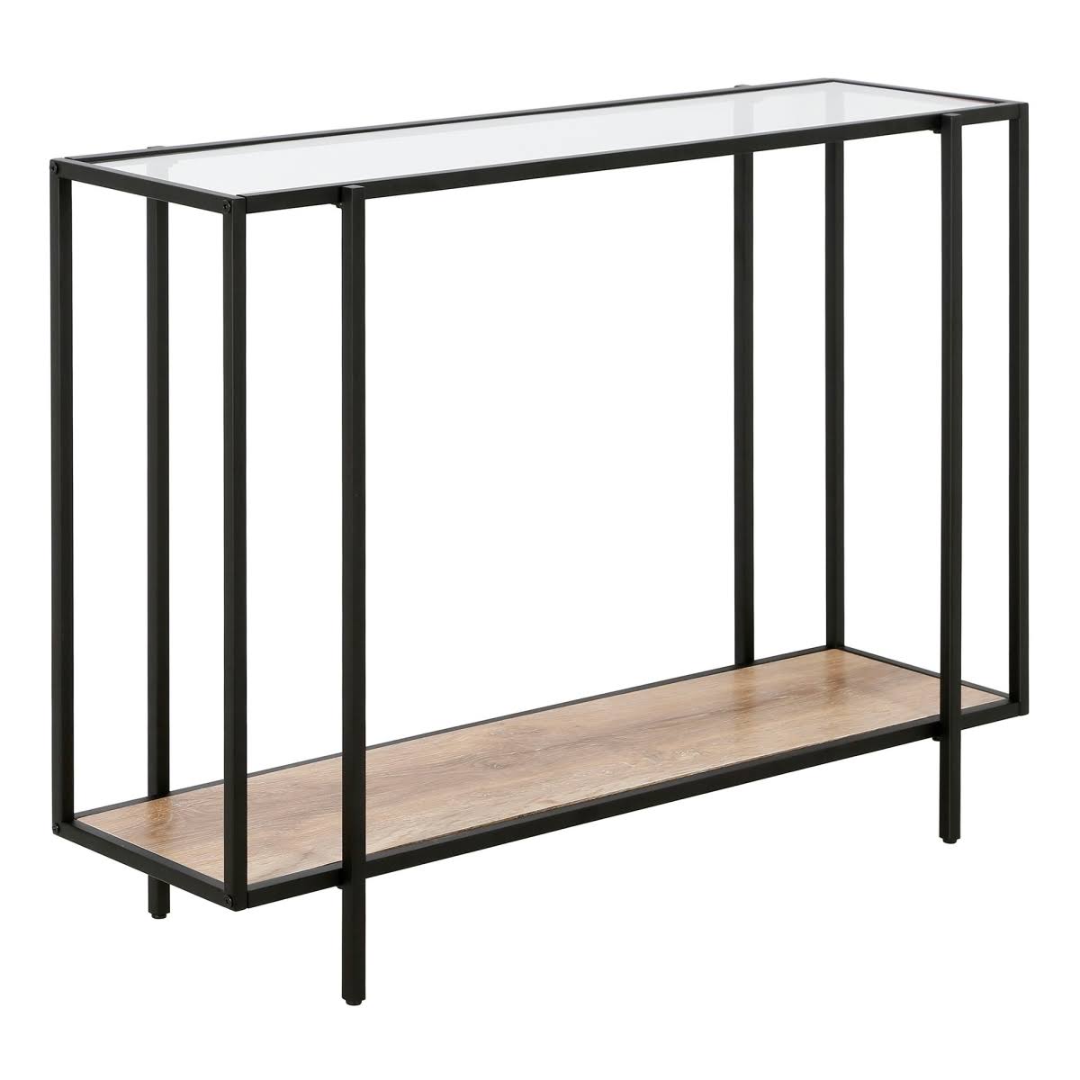 Hennu0026Hart Blackened Bronze Accent Table with Limed Oak Shelf - AT0938