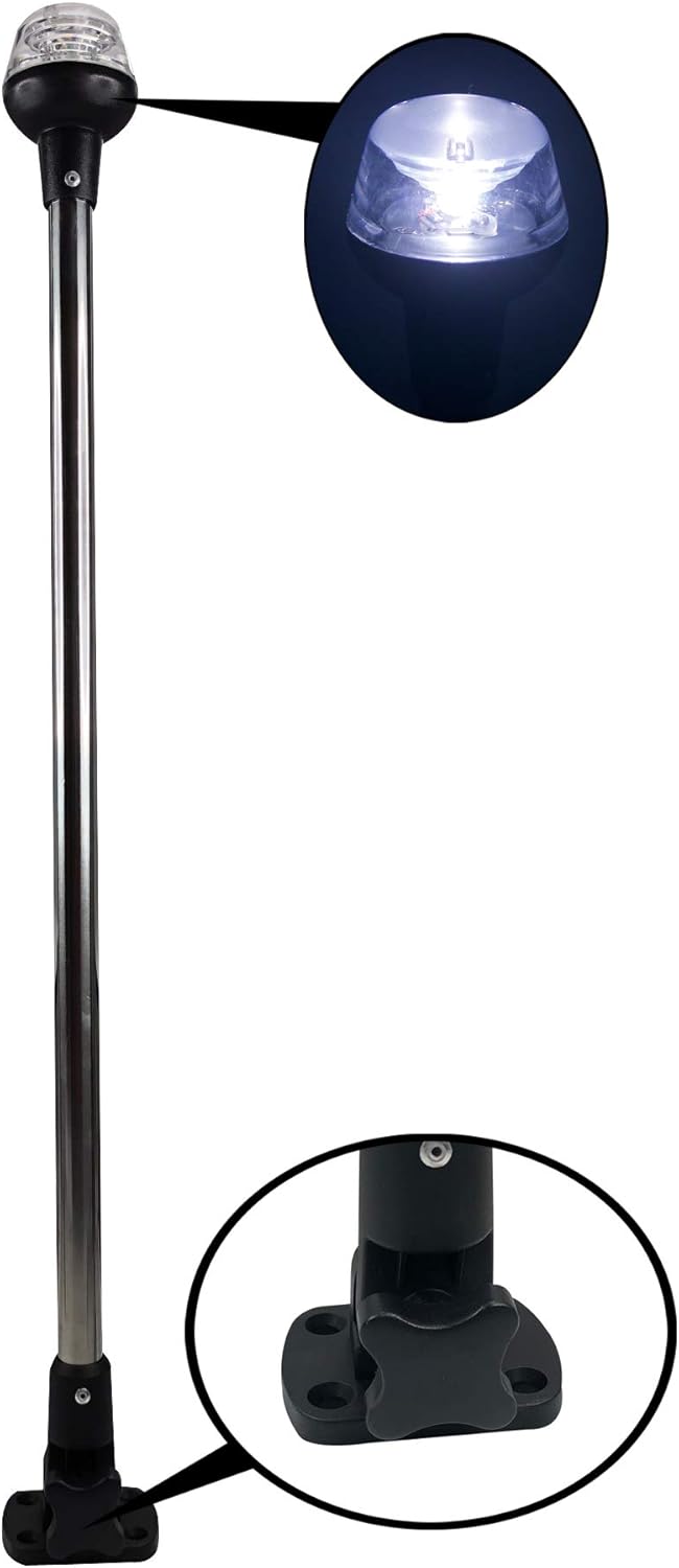 Pactrade Marine Boat LED All Round Anchor Fold Down Light SS Pole 8-30v 25''L USCG 2NM A16 Certified Pack of 2