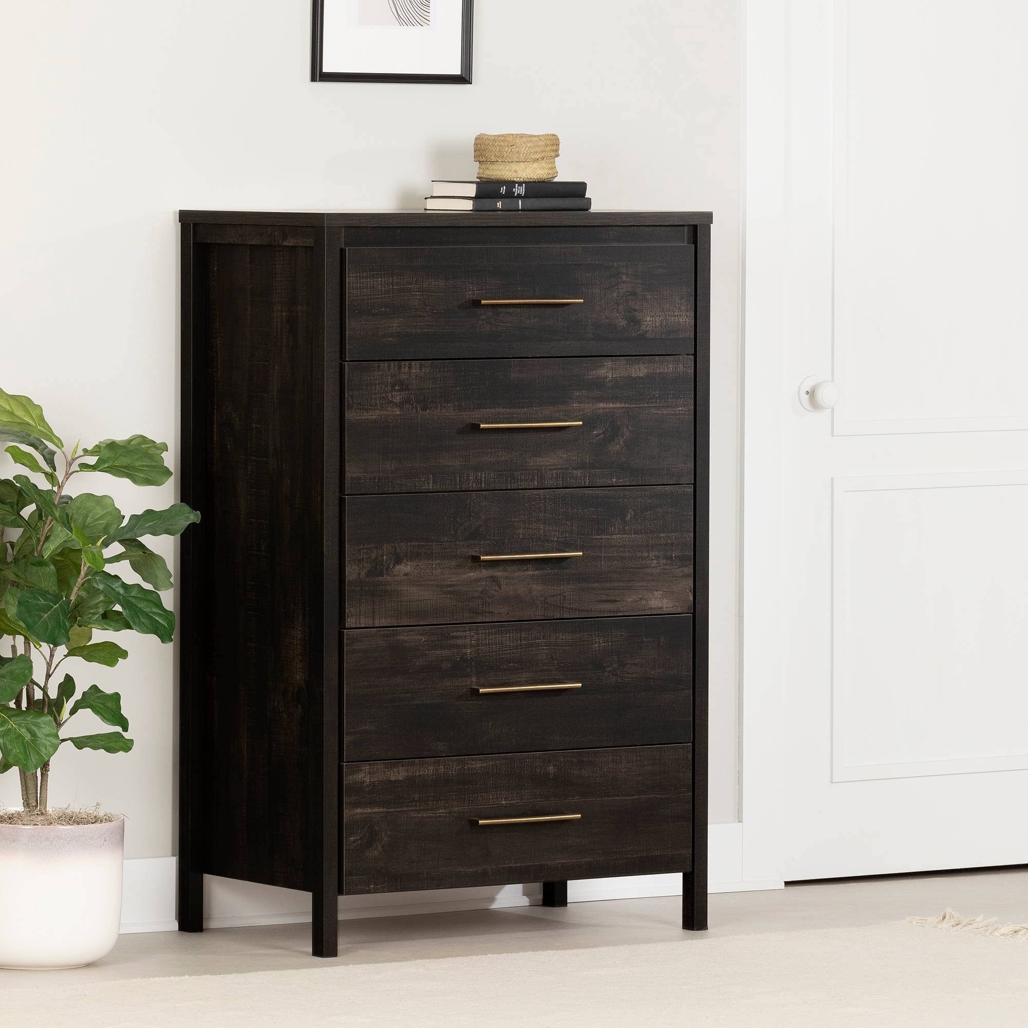 South Shore Gravity 5-Drawer Chest, Rubbed Black