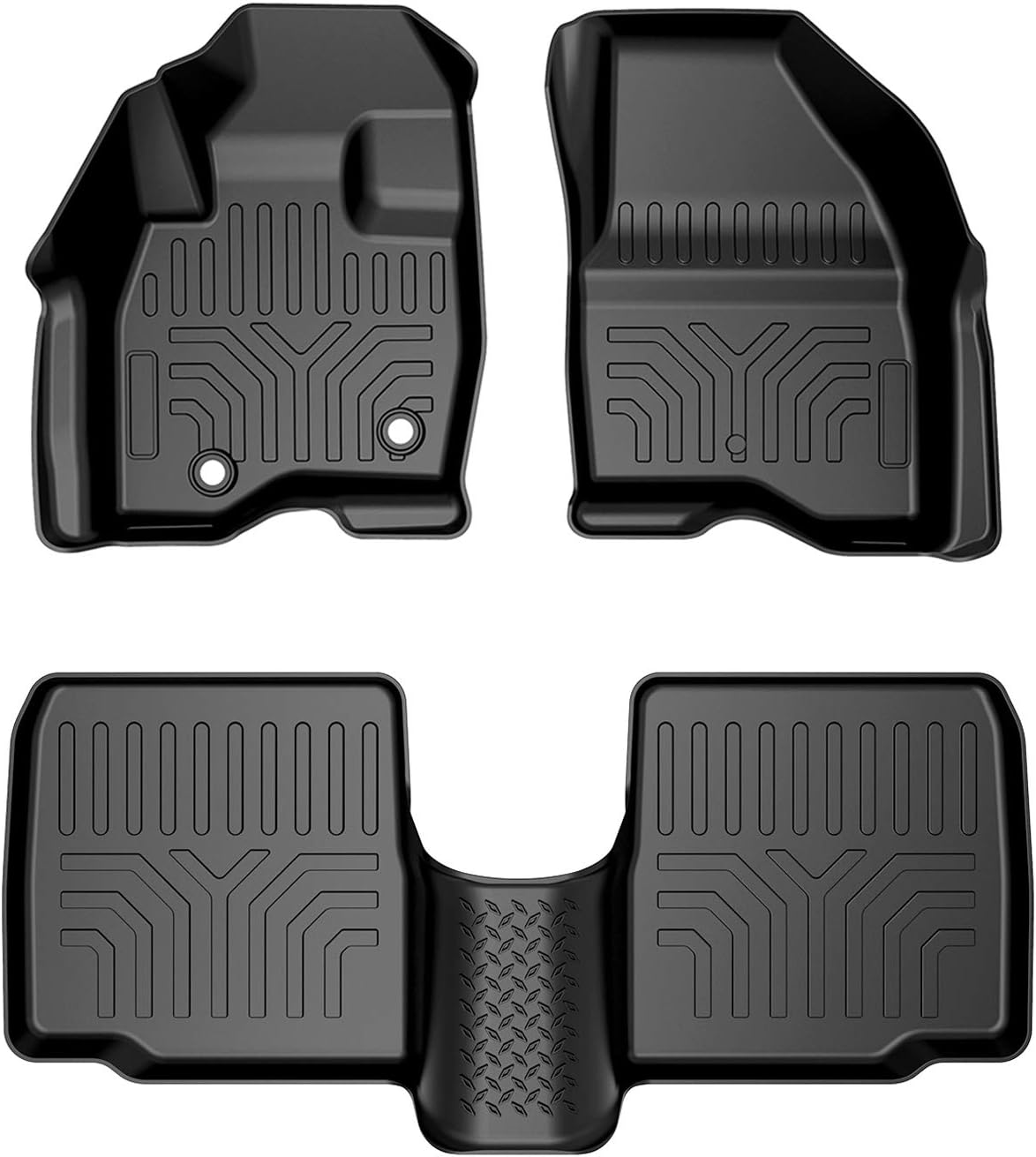 Floor Mats Compatible with Explorer 2015-2019, All Weather Guard Floor Mat Floor Liners, TPE Rubber Mats 1st & 2nd Row Seat, Black