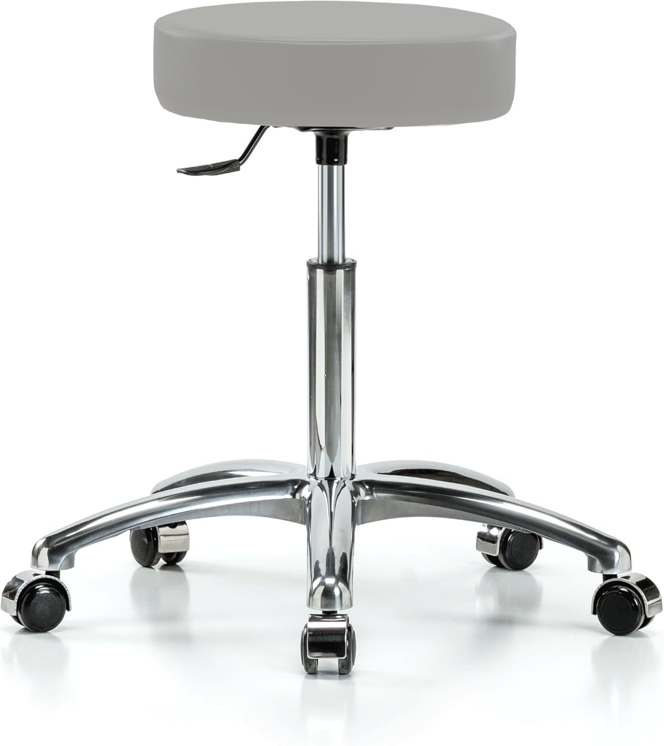 Perch Single Lever Adjustable Rolling Backless Swivel Stool in Chrome for Office Salon Home Garage or Work Shop 20.5