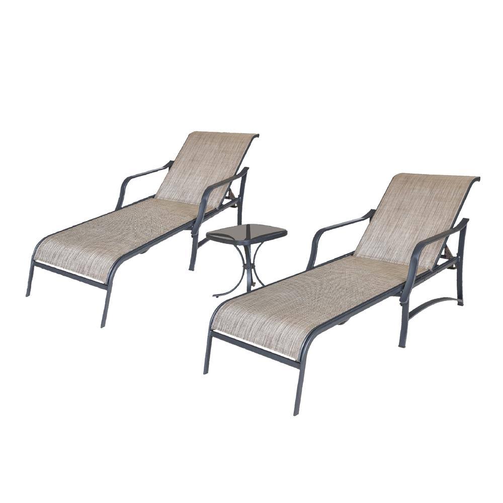 Top Home Space Adjustable 3-Piece Metal Outdoor Chaise Lounge