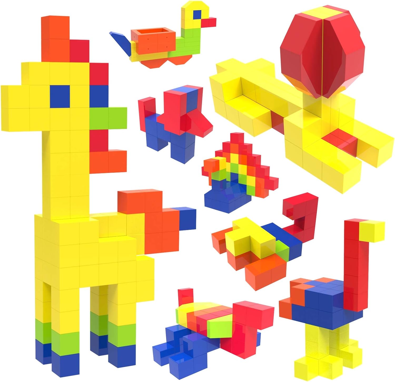 VOHOHO Maggi Block-Magnetic Blocks 100pcs Magnetic Cubes, Magnetic Rectangular & Magnetic Trapezoid Building Toys, STEM Toys ,Austism Toys Building Blocks-Sensory Toys for Kids Pack of 2