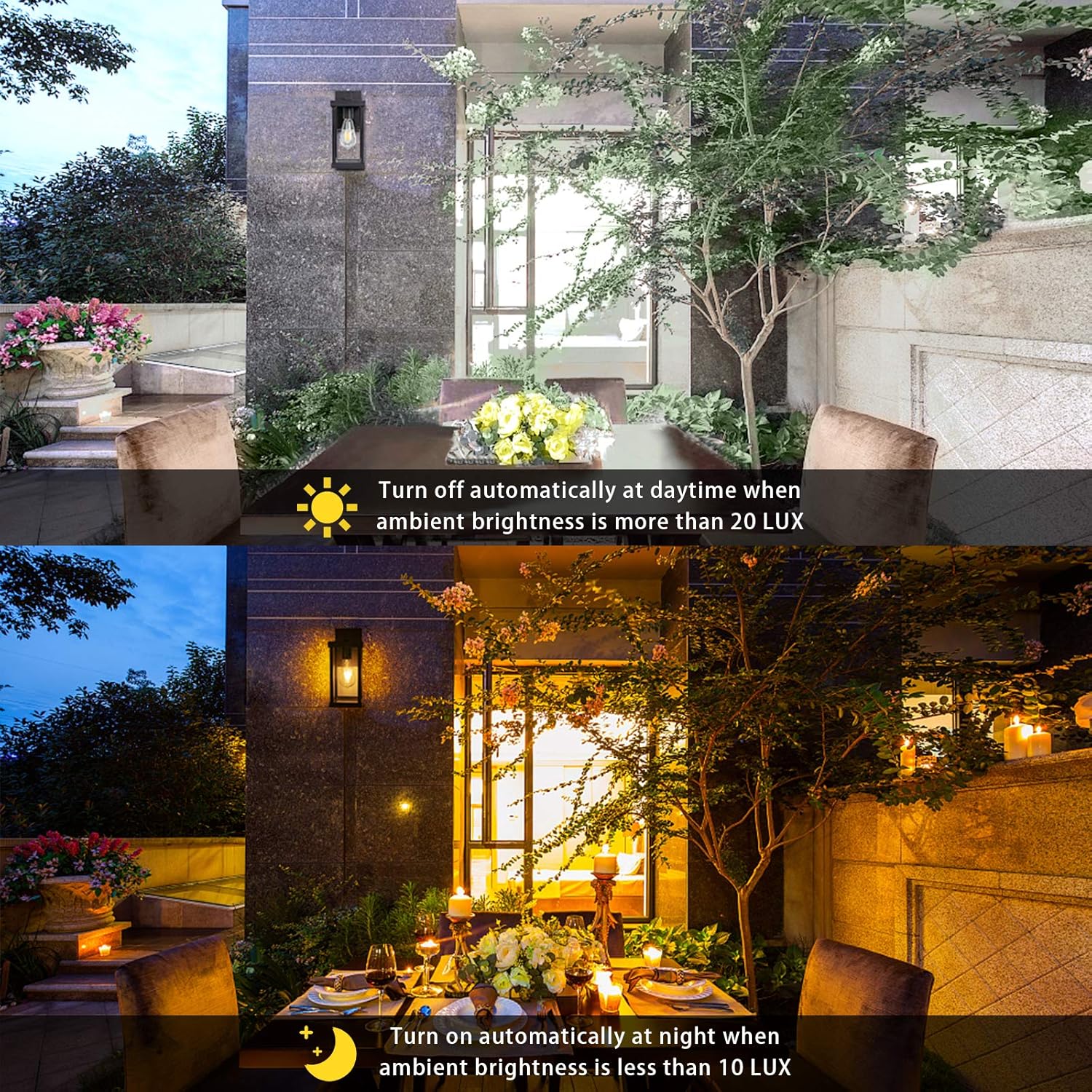 Dusk to Dawn Outdoor Wall Lantern Fixture,Exterior Wall Mount Matte Black Porch Light Anti-Rust Matte Black Wall Lamp(Pack of 2)&hellip;